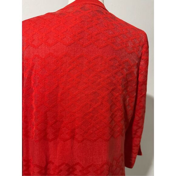 Misook poppy Red sweater and tank top sheer textured V neck cardigan M - Picture 7 of 12